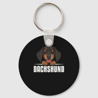 Smiling Dachshund Key Ring