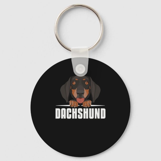 Smiling Dachshund Key Ring (Front)