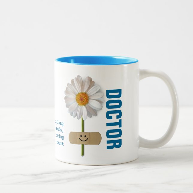 Smiling Daisy Doctor Appreciation Custom Gift Two-Tone Coffee Mug (Right)