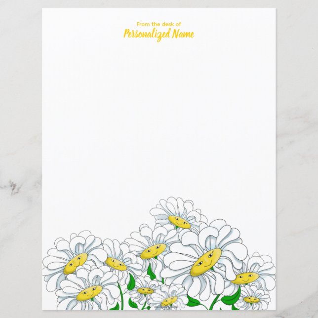 Smiling Daisy Dreams Unlined Paper Sheet (Front)