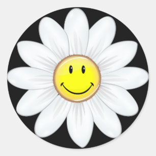 Smiling Daisy Flower Classic Round Sticker