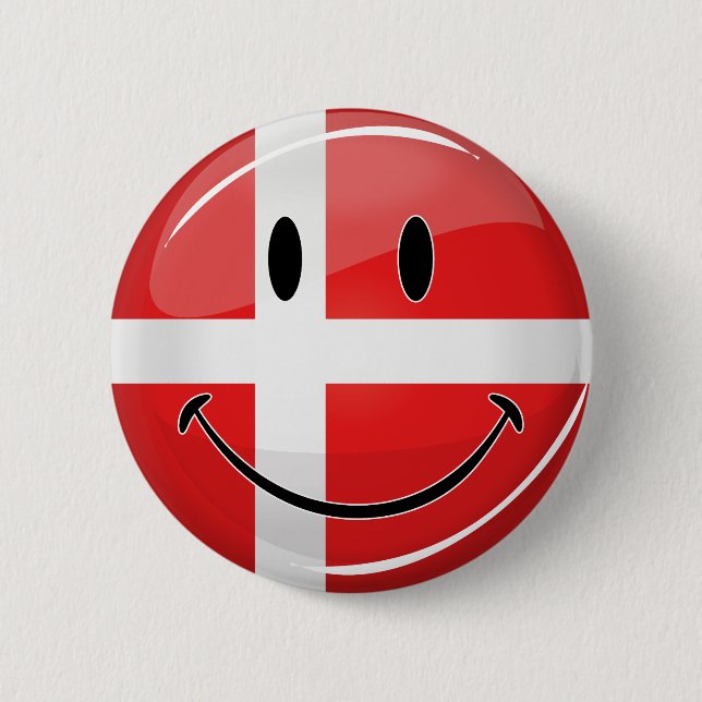 Smiling Denmark Flag 6 Cm Round Badge (Front)