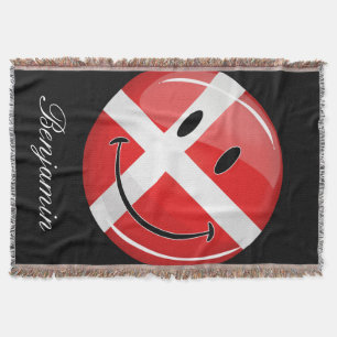 Smiling Denmark Flag Throw Blanket