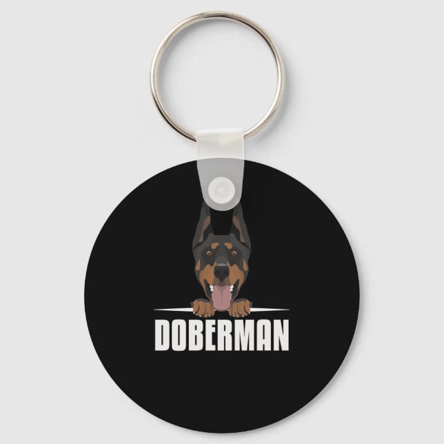 Smiling Doberman Key Ring (Front)