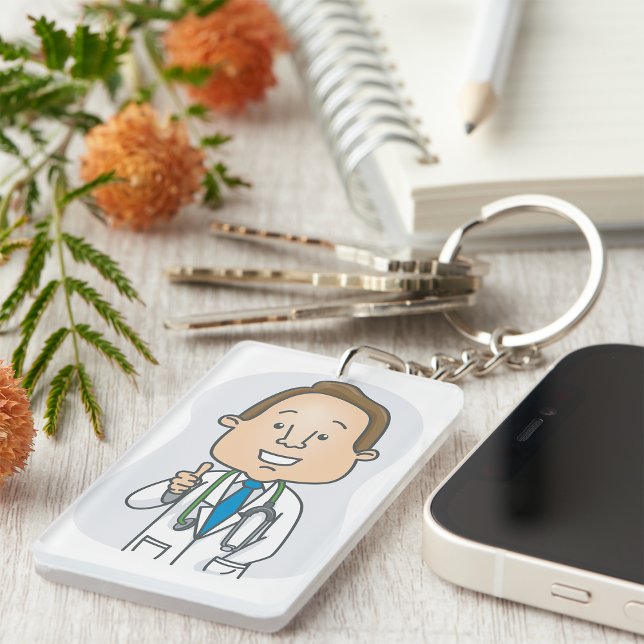 Smiling Doctor Giving Thumbs Up with Stethoscope  Key Ring (Creator Uploaded)