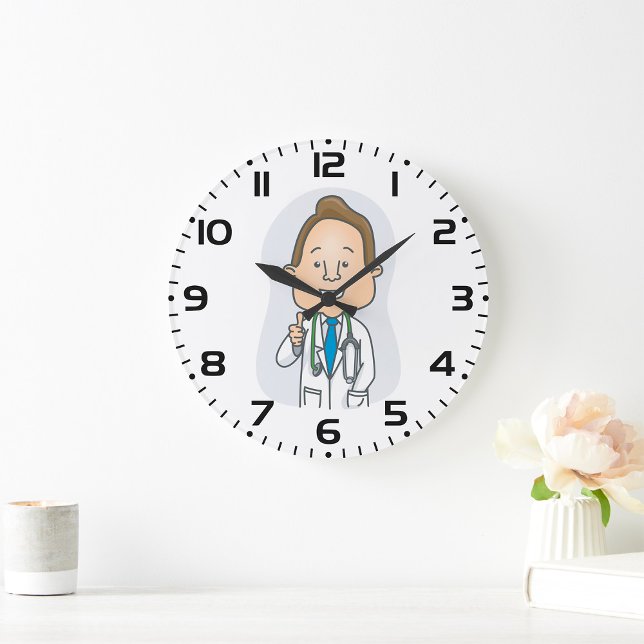 Smiling Doctor Giving Thumbs Up with Stethoscope  Large Clock (Creator Uploaded)