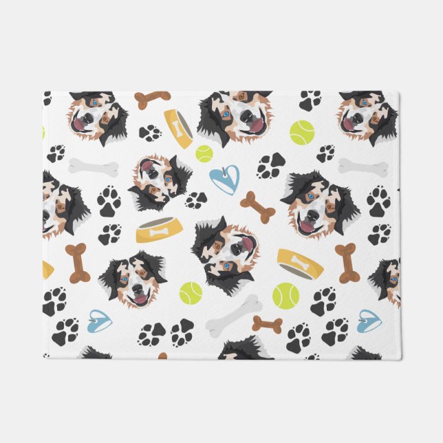 Smiling Dog Australian Shepherd Doormat (Front)