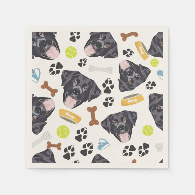 Smiling Dog black labrador Napkin (Front)