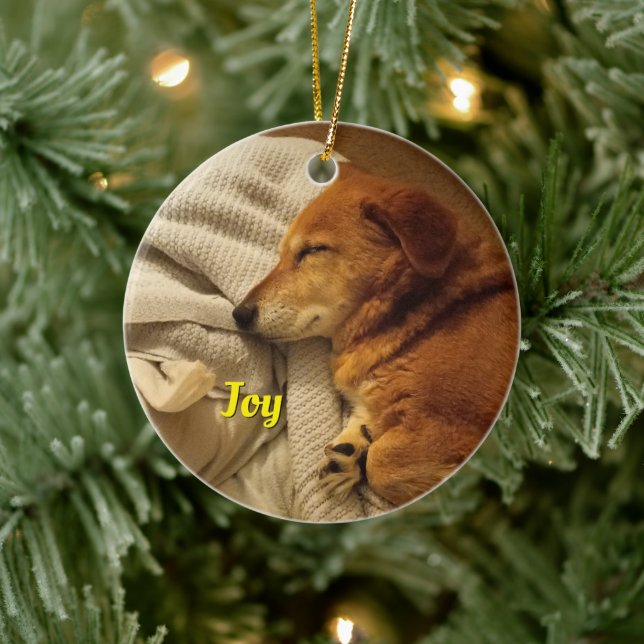 Smiling Dog Ceramic Ornament (Tree)