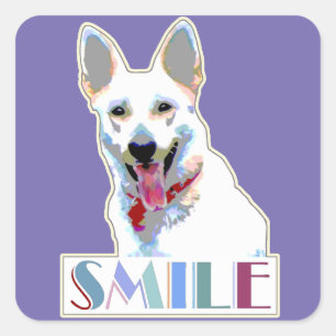 Smiling Dog Cheerful Happy Motivational Fun Joyful Square Sticker