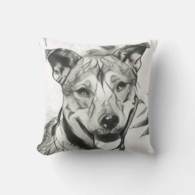 Smiling Dog Close up Throw Pillow (Front)