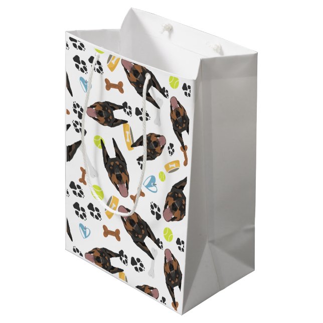 Smiling Dog Doberman Medium Gift Bag (Front Angled)