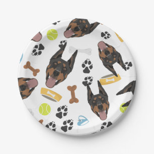Smiling Dog Doberman Paper Plate