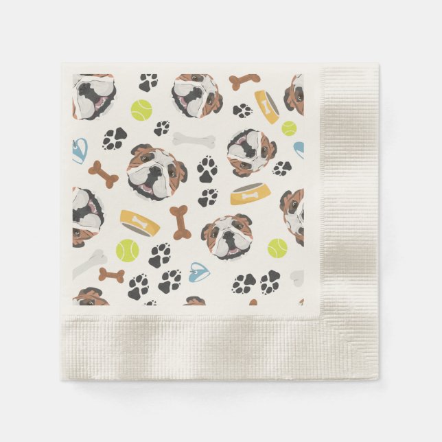 Smiling Dog English Bulldog Napkin (Front)