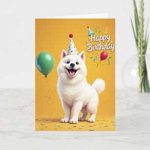Smiling Dog Hat Birthday Card