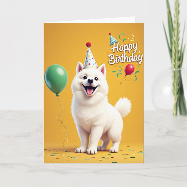 Smiling Dog Hat Birthday Card (Front)