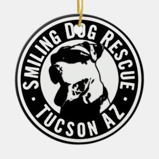 Smiling Dog Rescue Ceramic Ornament