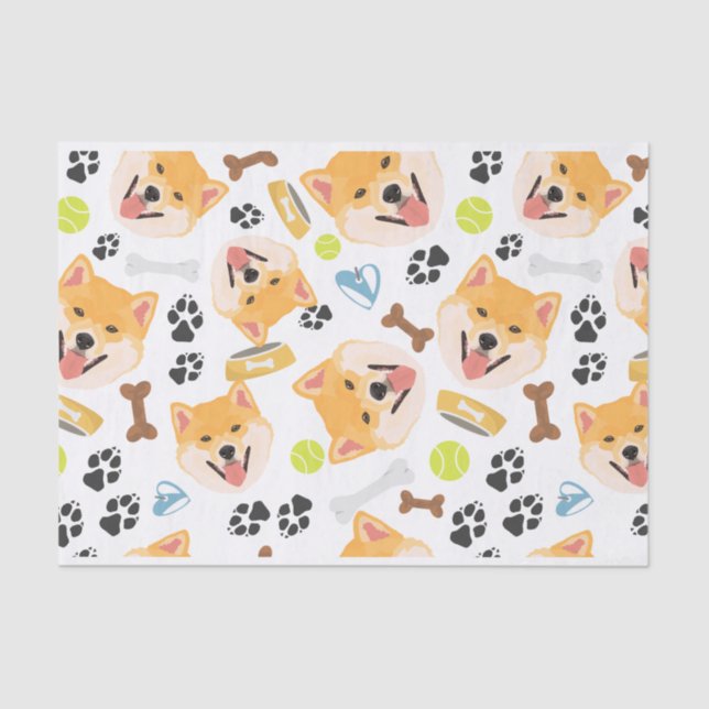 Smiling Dog Shiba Inu Tissue Paper (Front)