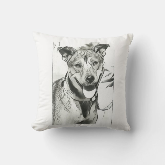 Smiling Dog Throw Pillow (Front)
