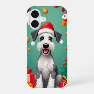 Smiling Dog with Santa Hat iPhone 16 Case