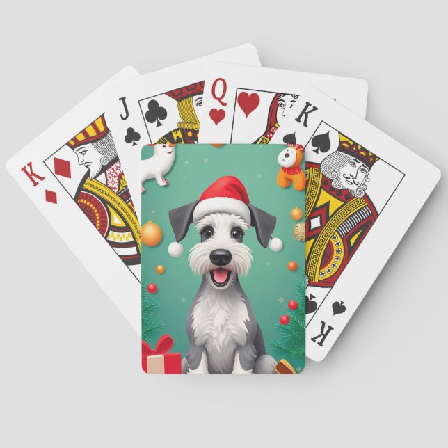 Smiling Dog with Santa Hat Playing Cards (Back)