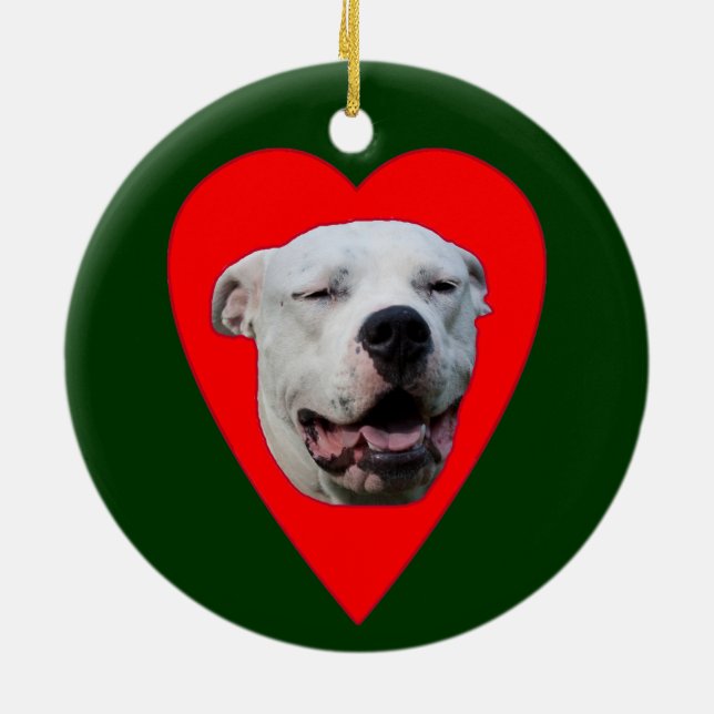Smiling Dogo Argentino Ceramic Tree Decoration (Back)