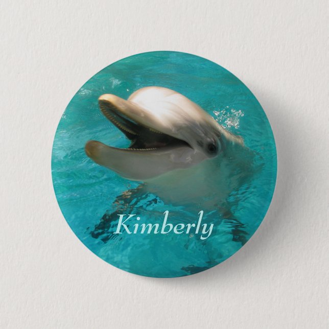 Smiling Dolphin 6 Cm Round Badge (Front)
