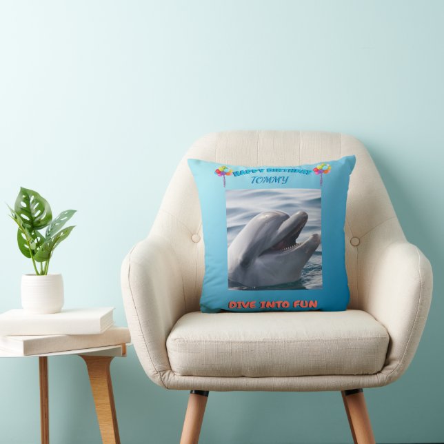 Smiling Dolphin Birthday Cushion (Chair)