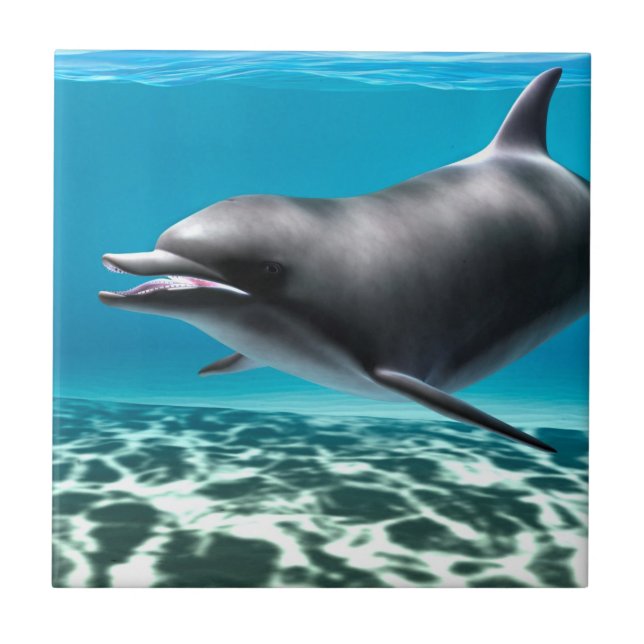 Smiling Dolphin Ceramic Tile (Front)
