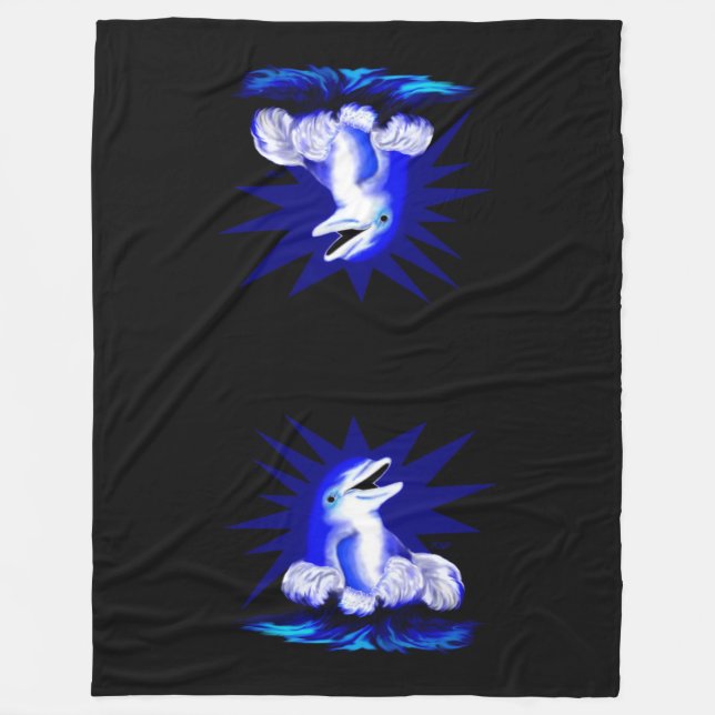 Smiling Dolphin Fleece Blanket (Front)