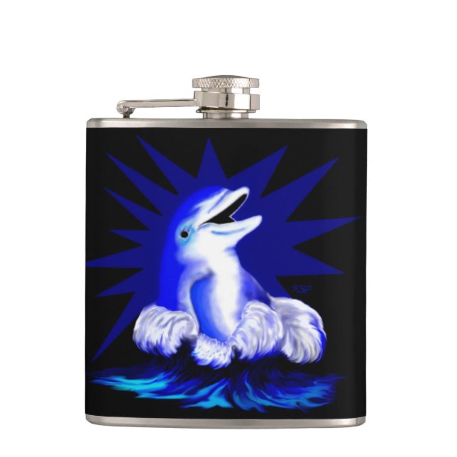 Smiling Dolphin Hip Flask (Front)