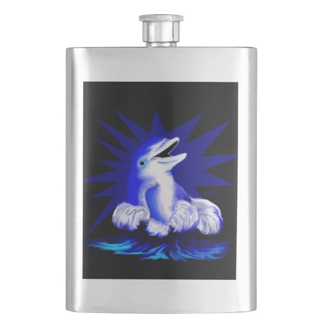 Smiling Dolphin Hip Flask (Front)
