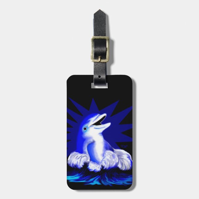 Smiling Dolphin Luggage Tag (Front Vertical)