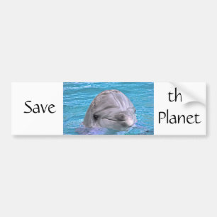 Smiling Dolphin - Save the Planet Bumper Sticker