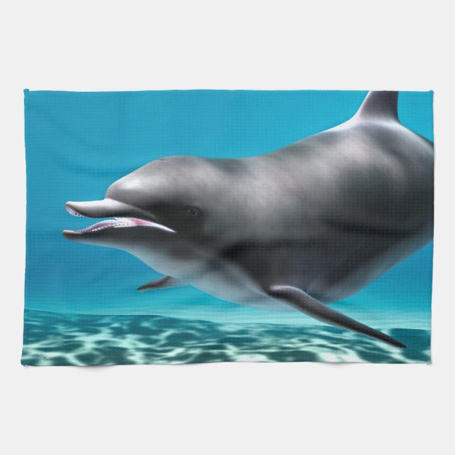 Smiling Dolphin Tea Towel (Horizontal)