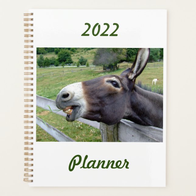 Smiling Donkey in a pasture customisable Planner (Front)