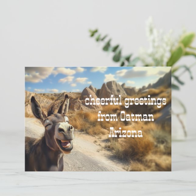 Smiling donkey, Oatman Arizona Invitation (Standing Front)