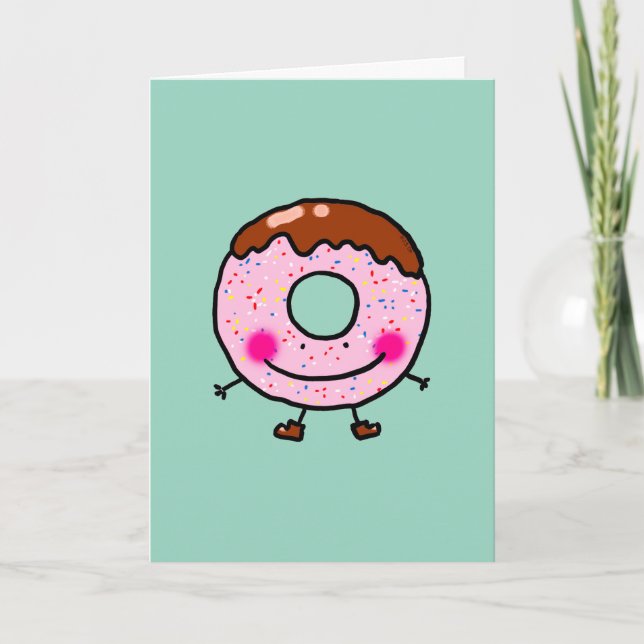 Smiling Donut Greeting Card Design (Front)