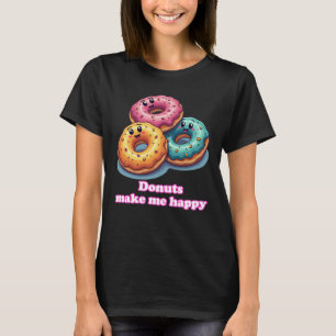 Smiling Donuts Make Me Happy Foodie Tee