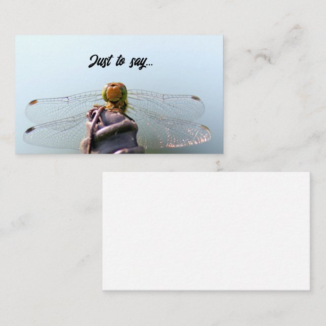 smiling dragonfly just to say card (Front/Back)