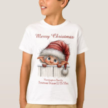 Smiling Elf Peeking Over Fence Matching Family