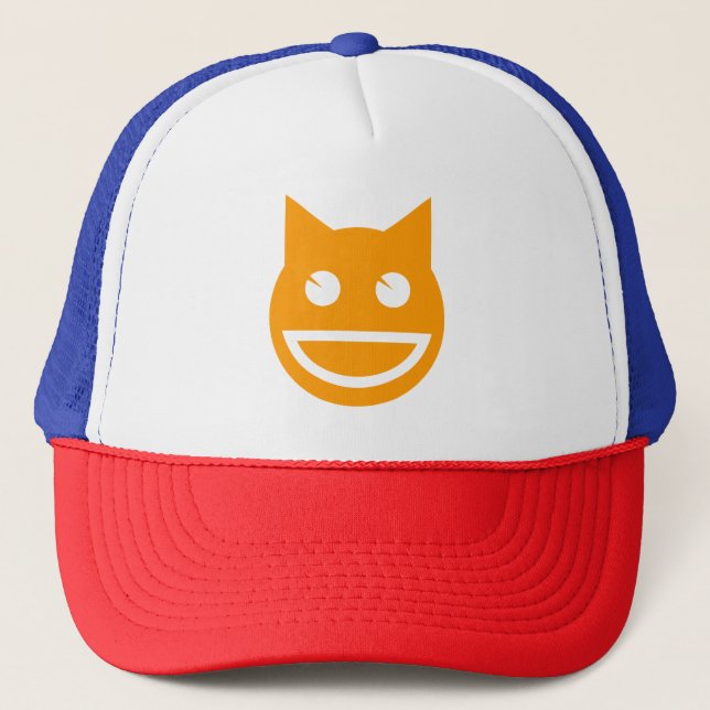 Smiling Emoji Cat Trucker Hat (Front)