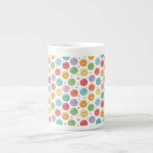 Smiling Emoji Pattern Bone China Mug