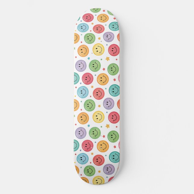 Smiling Emoji Pattern Skateboard (Front)