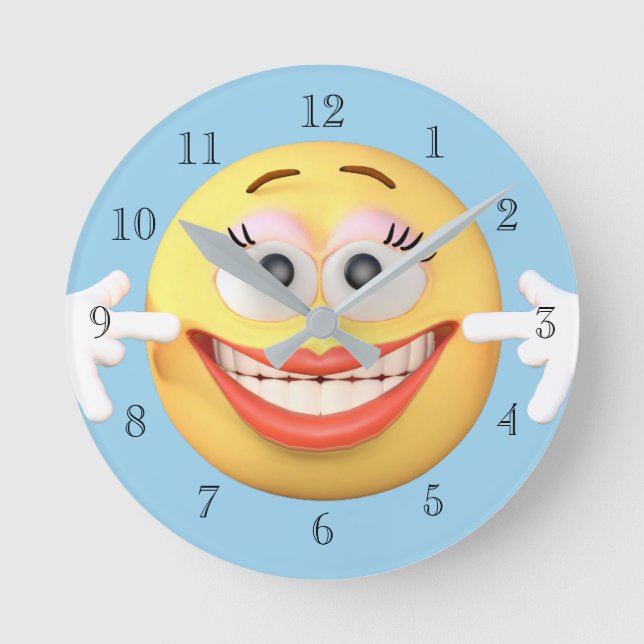 Smiling Emoji Round Clock (Front)