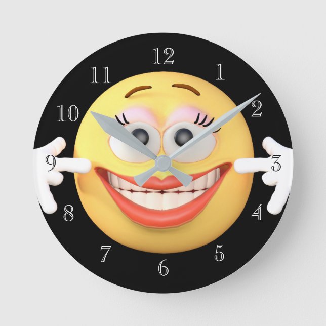 Smiling Emoji Round Clock (Front)