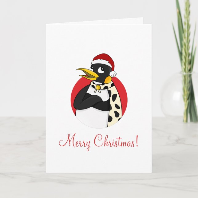 Smiling emperor penguin Christmas cartoon Holiday  (Front)