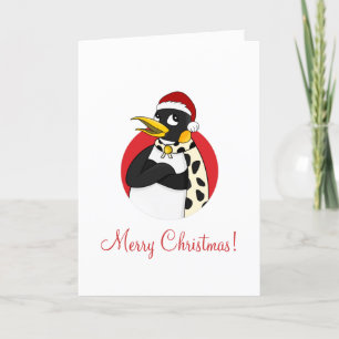 Smiling emperor penguin Christmas cartoon Holiday