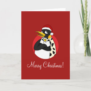 Smiling emperor penguin Christmas cartoon Holiday Card