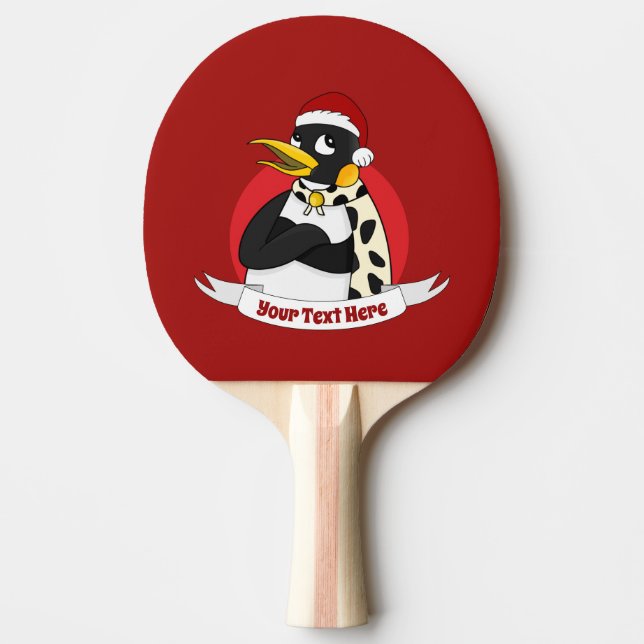 Smiling emperor penguin Christmas cartoon Ping Pon Pong Paddle (Front)